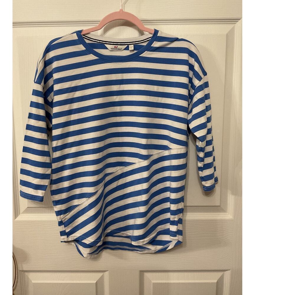 Vineyard Vines Striped Pieced Deluxe 3/4 Sleeves Tee Blouse, XS